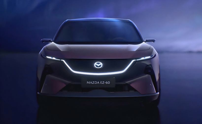 Opisyal na mga imahe ng Mazda EZ - 60. Ang disenyo ay lubos na futuristic. Gagawin nito ang kauna -unahan nitong pasinaya sa Abril 23.